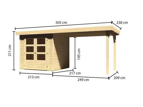 dřevěný domek KARIBU ASKOLA 2 + přístavek 280 cm (77723) natur