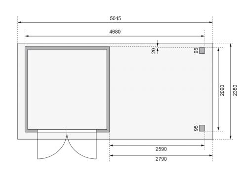 dřevěný domek KARIBU ASKOLA 2 + přístavek 280 cm (82907) terragrau