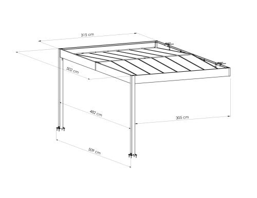 kovový přístřešek / carport TRIGANO JARDIN LIBECCIO WALL