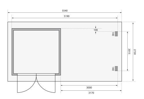 dřevěný domek KARIBU BASTRUP 2 + přístavek 300 cm včetně zadní stěny (9301) natur