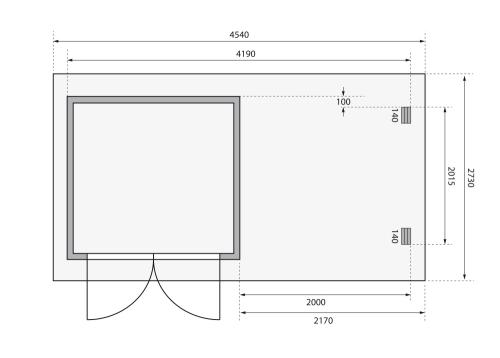 fából készült kerti ház KARIBU BASTRUP 2 + egy menedéket 200 cm a hát-és oldalfalakkal együtt (73314) natur