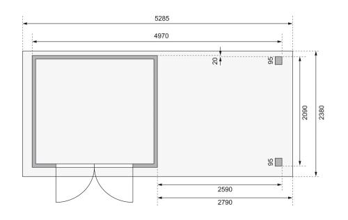 dřevěný domek KARIBU KERKO 3 + přístavek 280 cm (82937) terragrau