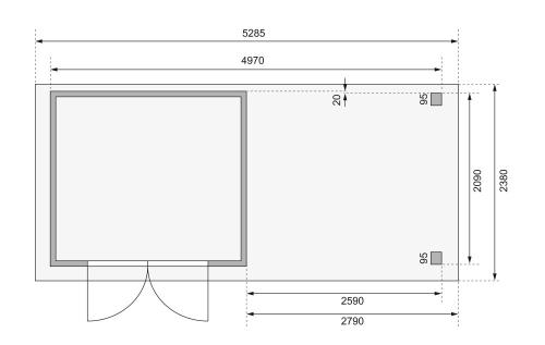 dřevěný domek KARIBU KERKO 3 + přístavek 280 cm včetně zadní a boční stěny (82939) terragrau