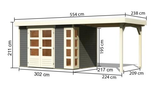 dřevěný domek KARIBU KERKO 4 + přístavek 240 cm (82941) terragrau