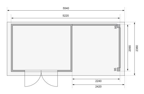 dřevěný domek KARIBU KERKO 4 + přístavek 240 cm (82941) terragrau