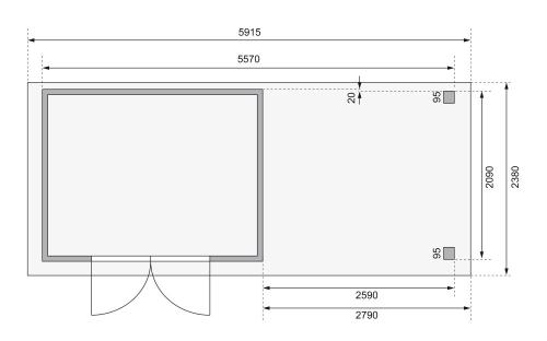 dřevěný domek KARIBU KERKO 4 + přístavek 280 cm (82945) terragrau