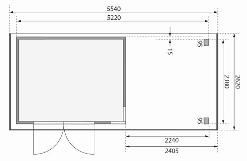 dřevěný domek KARIBU KERKO 5 + přístavek 240 cm (9193) natur