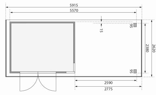 dřevěný domek KARIBU KERKO 5 + přístavek 280 cm (9203) terragrau