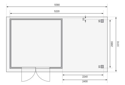 dřevěný domek KARIBU KERKO 6 + přístavek 240 cm (38732) terragrau