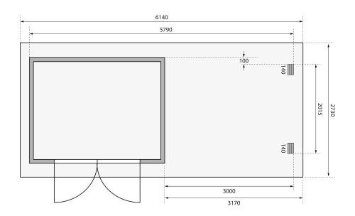 dřevěný domek KARIBU BASTRUP 3 + přístavek 300 cm včetně zadní a boční stěny (91533) natur