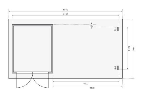 dřevěný domek KARIBU BASTRUP 4 + přístavek 400 cm včetně zadní a boční stěny (9307) natur