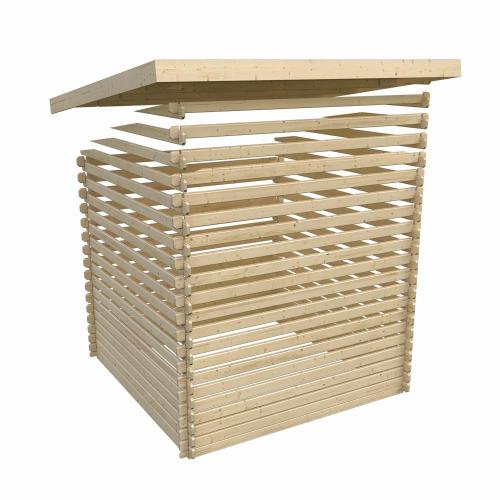 dřevěný domek KARIBU BASTRUP 7 + přístavek 400 cm včetně zadní stěny (9315) natur