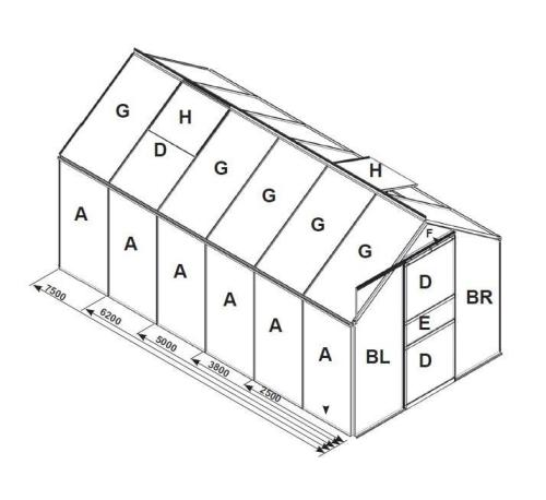 náhradní prosklení pro skleník VITAVIA VENUS 3800 PC 6 mm