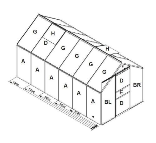 náhradní prosklení pro skleník VITAVIA VENUS 5000 PC 6 mm