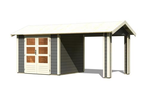 dřevěný domek KARIBU THERES 3 vč. přístavku (31451) terragrau