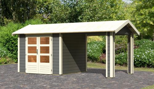 dřevěný domek KARIBU THERES 3 vč. přístavku (31451) terragrau