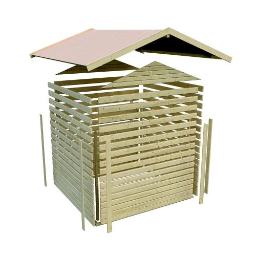 dřevěný domek KARIBU THERES 3 vč. přístavku (31451) terragrau