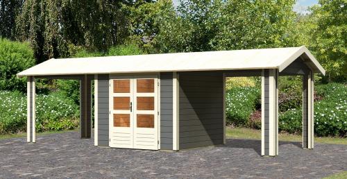 dřevěný domek KARIBU THERES 3 vč. dvou přístavku (31457) terragrau