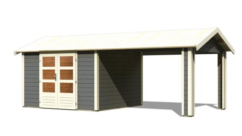 dřevěný domek KARIBU THERES 7 vč. přístavku (31455) terragrau