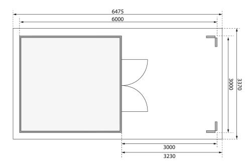 dřevěný domek KARIBU THERES 7 vč. přístavku (31455) terragrau
