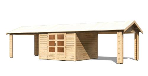 dřevěný domek KARIBU THERES 7 vč. dvou přístavku (31460) natur