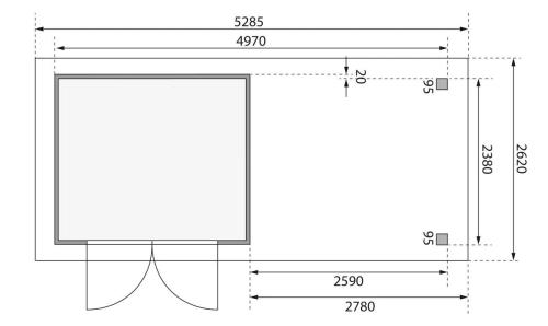 dřevěný domek KARIBU ASKOLA 3,5 + přístavek 280 cm (9148) terragrau