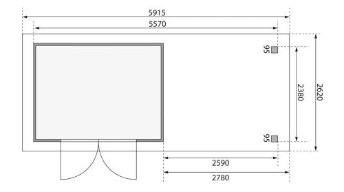 dřevěný domek KARIBU ASKOLA 5 + přístavek 280 cm (77736) natur