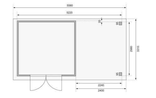 dřevěný domek KARIBU ASKOLA 6 + přístavek 240 cm (23501) terragrau