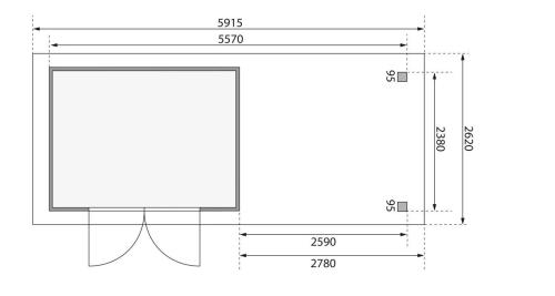 dřevěný domek KARIBU ASKOLA 5 + přístavek 280 cm včetně zadní stěny (9161) terragrau