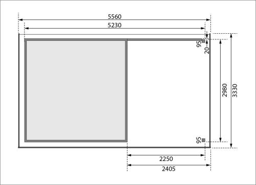 dřevěný domek KARIBU ASKOLA 6 + přístavek 240 cm včetně zadní stěny (23505) terragrau