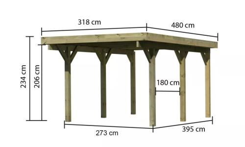 carport KARIBU CLASSIC 1A 61580 ocelové střešní plechy