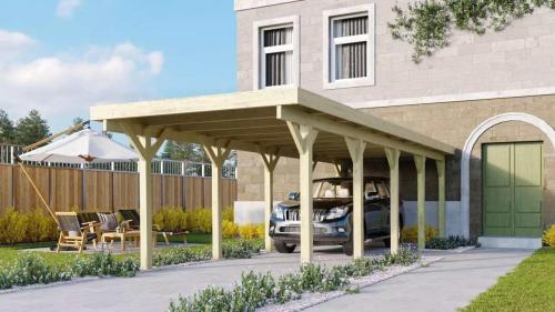 carport KARIBU CLASSIC 3A 61970 ocelové střešní plechy