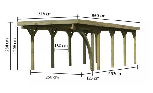 carport KARIBU CLASSIC 3B 61971 ocelové střešní plechy