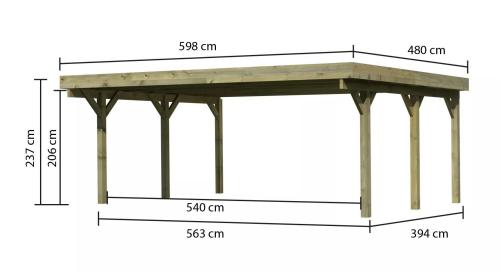 carport KARIBU CLASSIC 1A 61588 ocelové střešní plechy