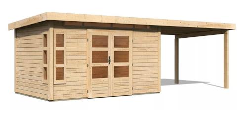 dřevěný domek KARIBU KASTORF 7 + přístavek 320 cm (31556) natur