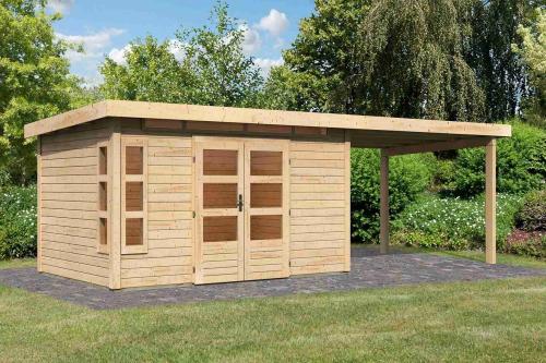 dřevěný domek KARIBU KASTORF 7 + přístavek 320 cm (31556) natur