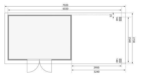 dřevěný domek KARIBU KASTORF 7 + přístavek 320 cm (31556) natur