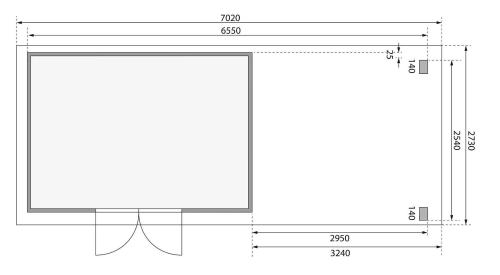 dřevěný domek KARIBU KASTORF 7 + přístavek 320 cm včetně zadní a boční stěny (31561) terragrau
