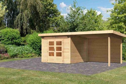 dřevěný domek KARIBU KANDERN 6 + přístavek 320 cm včetně zadní stěny (9240) natur