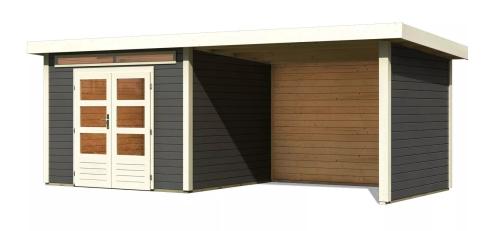 dřevěný domek KARIBU KANDERN 6 + přístavek 320 cm včetně zadní a boční stěny (9242) terragrau