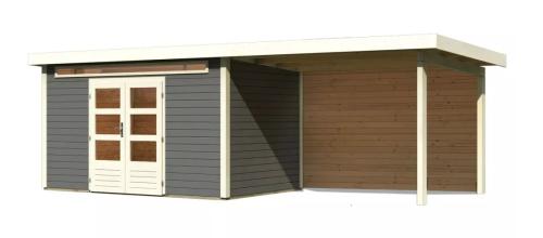 dřevěný domek KARIBU KANDERN 7 + přístavek 320 cm včetně zadní stěny (9249) terragrau