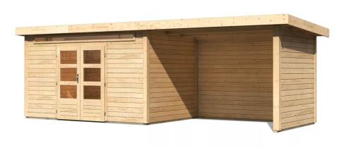dřevěný domek KARIBU KANDERN 7 + přístavek 320 cm včetně zadní a boční stěny (83004) natur