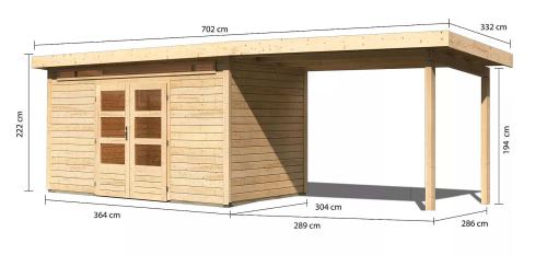 dřevěný domek KARIBU KANDERN 9 + přístavek 320 cm (9251) natur