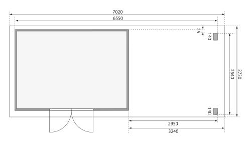 dřevěný domek KARIBU KANDERN 9 + přístavek 320 cm (9251) natur