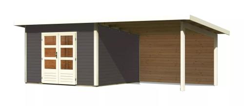 dřevěný domek KARIBU NORTHEIM 3 + přístavek 330 cm včetně zadní stěny (9272) terragrau