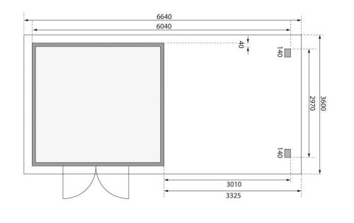 dřevěný domek KARIBU NORTHEIM 3 + přístavek 330 cm včetně zadní stěny (9272) terragrau