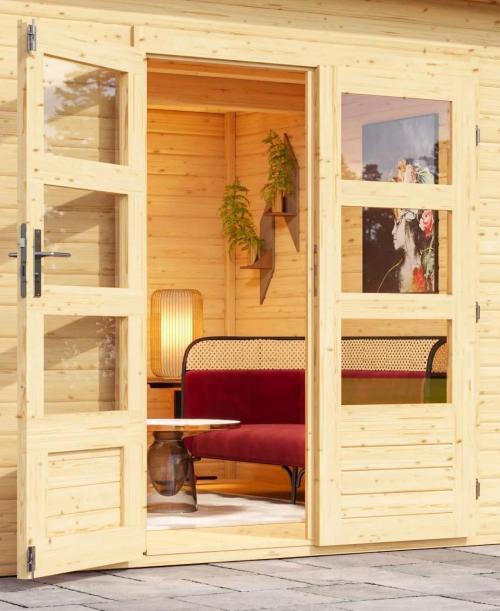 dřevěný domek KARIBU NORTHEIM 4 + přístavek 330 cm (91471) natur