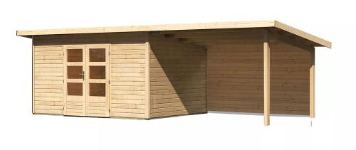 dřevěný domek KARIBU NORTHEIM 4 + přístavek 330 cm včetně zadní stěny (9273) natur