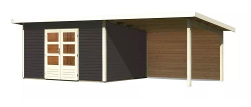 dřevěný domek KARIBU NORTHEIM 4 + přístavek 330 cm včetně zadní stěny (9274) terragrau