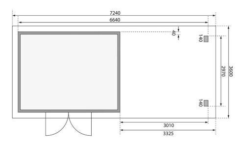 dřevěný domek KARIBU NORTHEIM 4 + přístavek 330 cm včetně zadní stěny (9274) terragrau